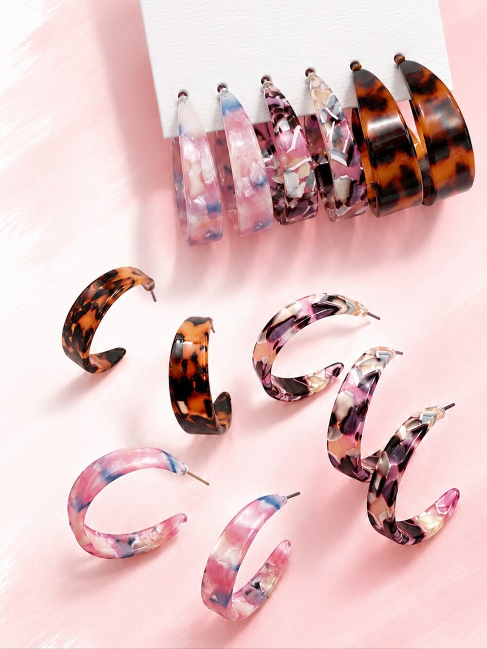 Marlowe Triple Hoop Earring Set | Marbled Resin Statement Hoops